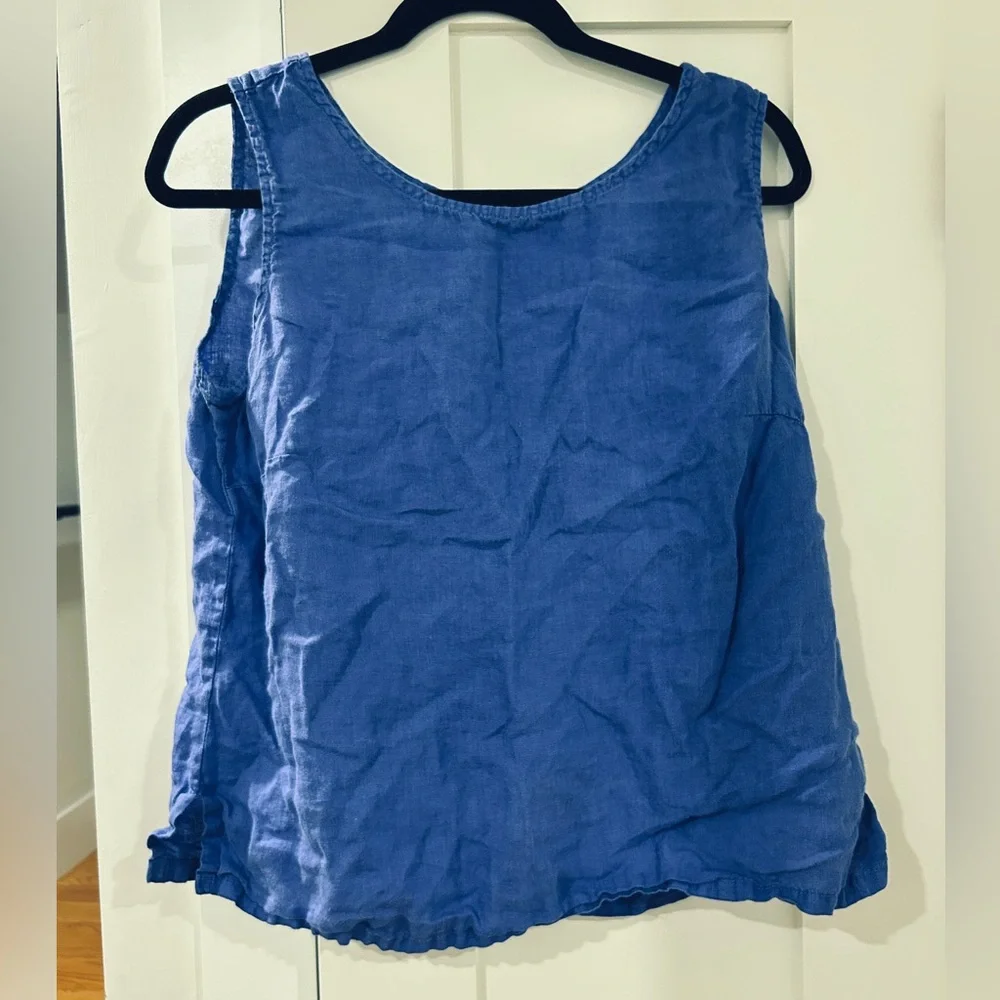 Heaven light blue 100% linen washable sleeveless summer tank tunic top shirt M - Picture 1 of 5